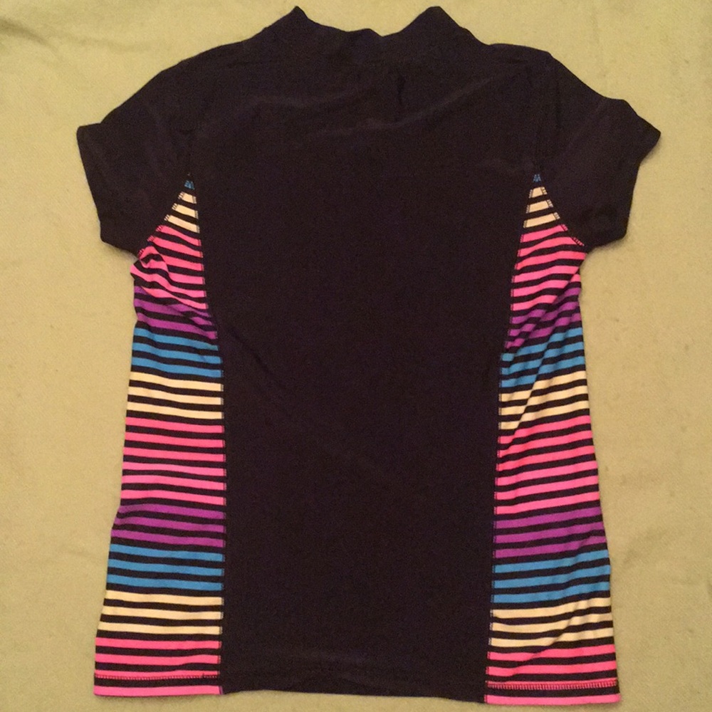 Girls Black and rainbow rash guard